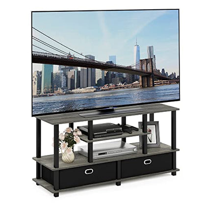 JAYA Large Stand for up to 55-Inch TV, French Oak, 47. 63(W) x 15. 55(H) x 22. 79(D) Inches., Grey/Black
