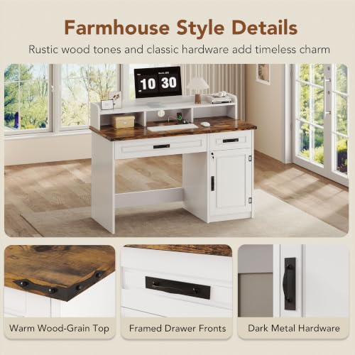 47" Farmhouse Computer Desk with Charging Station, view 8