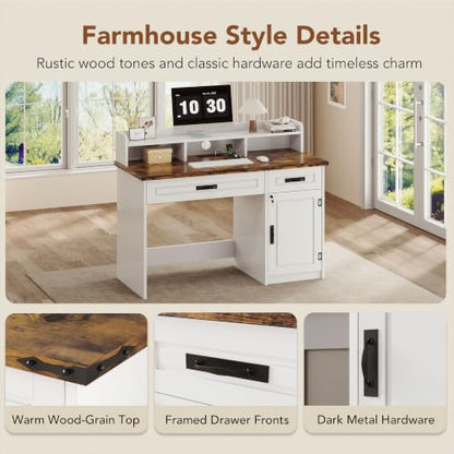 47" Farmhouse Computer Desk with Charging Station, view 8