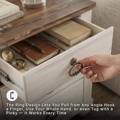 Signature Design by Ashley Willowton Farmhouse 2 Drawer Nightstand with USB Charging Ports, 25.67" Tall, Whitewash