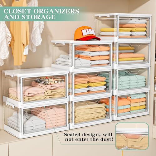Clear Storage Bins with Lids - 4 Tier 23qt Plastic Stackable Bins, view 5