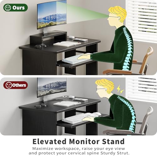 30 Inch Computer Desk, with Keyboard Tray & Monitor Stand, view 6