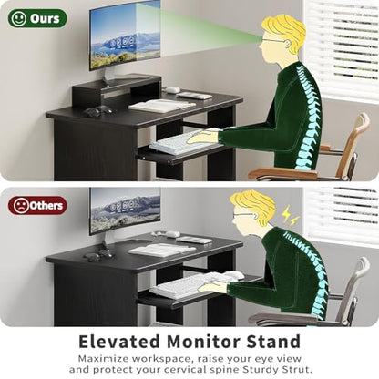 30 Inch Computer Desk, with Keyboard Tray & Monitor Stand, view 6