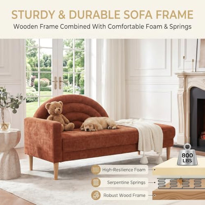 62.2" Linen Chaise Lounge Chair Indoor with Right Armres, Ocher Orange, view 7