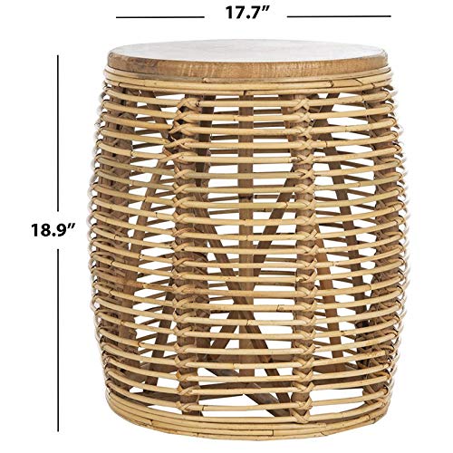 Safavieh Home Maui Coastal Natural Rattan Drum Stool Table
