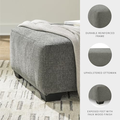 Signature Design by Ashley Revenna Casual Square Upholstered Oversized Accent Ottoman, Gray