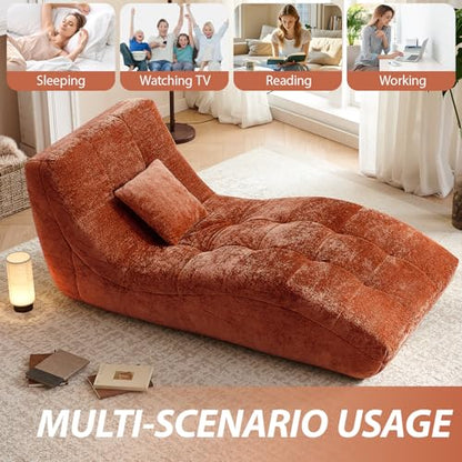 Chaise Lounge Chair with Curved Back, Modern Upholstered Recliner Sofa, view 6