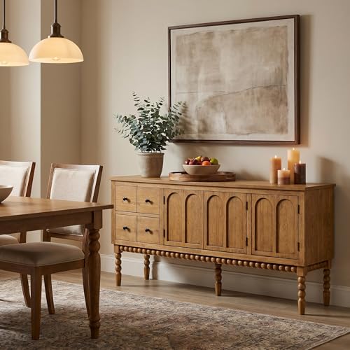 65" TV Entertainment Console, Buffet Cabinet, Prairie Oak, view 6