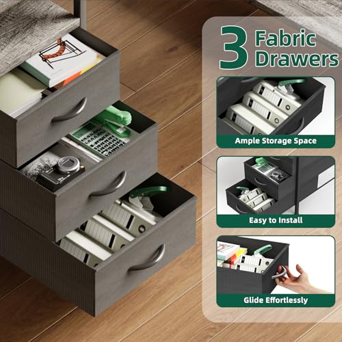 L Shaped Computer Desk with 3 Drawers & Power Outlets, view 8