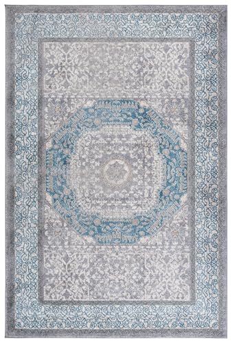 SAFAVIEH Sofia Collection Area Rug - 5'1" x 7'7", Light Grey & Blue, Vintage Oriental Distressed Design, Non-Shedding & Easy Care, Ideal for High Traffic Areas in Living Room, Bedroom (SOF365A)