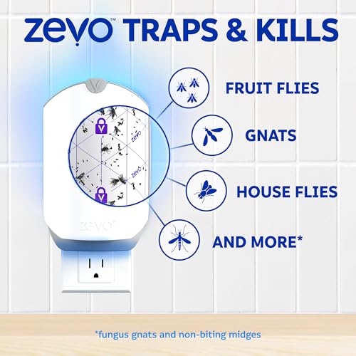 Zevo Flying Insect Trap for Fruit Flies & Gnats, 1 Plug-in Base & 3 Refills, view 7