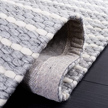 SAFAVIEH Area Rug 8x10 - Marbella Collection - Large - Grey & Ivory, Handmade Wool, Fringe Detail, Ideal for Living Room, Bedroom, Office, Dining Space (MRB207F)