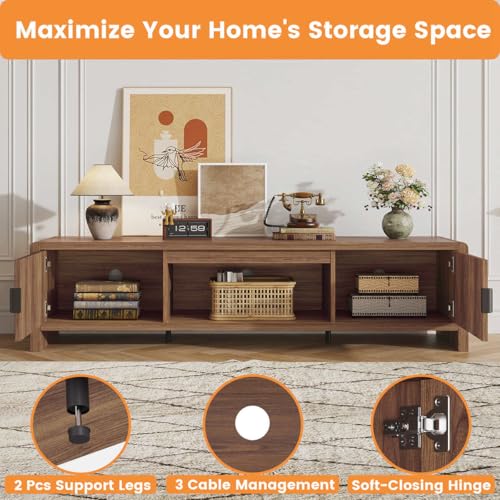 TV Stand for 75/65/55 Inch TVs, Farmhouse Entertainment Center with Storage, view 6