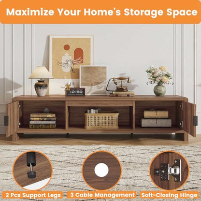 TV Stand for 75/65/55 Inch TVs, Farmhouse Entertainment Center with Storage, view 6