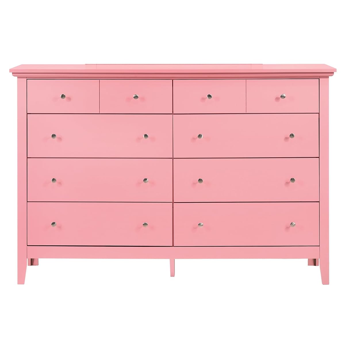 Furniture 10 Drawer Pink Dresser - Bedroom Storage - 39" x 18" x 58"