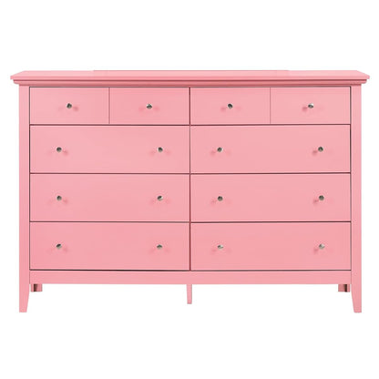 Furniture 10 Drawer Pink Dresser - Bedroom Storage - 39" x 18" x 58"