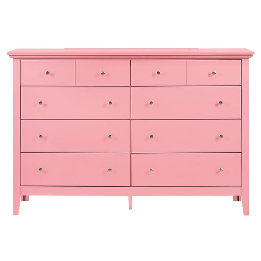 Furniture 10 Drawer Pink Dresser - Bedroom Storage - 39" x 18" x 58"