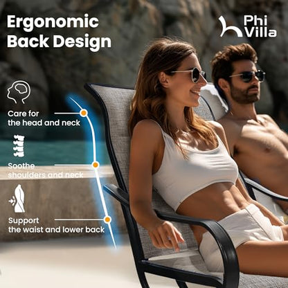 Swivel Patio Dining Chairs Set of 4, Padded Textilene Mesh, Brown | High back ergonomic backrest with padded seat. All-weather black E-coated metal frame for patio, outdoor, deck, lawn, garden