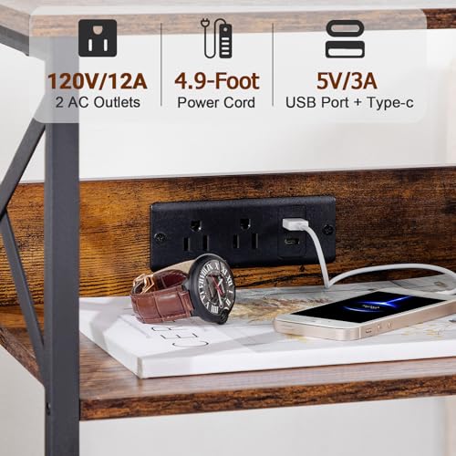 Record Player Stand with Charging Station, Vinyl Record Storage, view 6