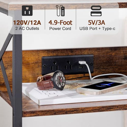 Record Player Stand with Charging Station, Vinyl Record Storage, view 6