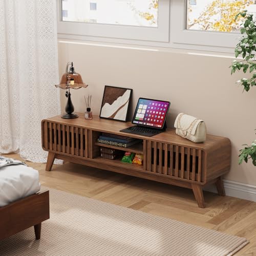 59 Inch Mid Century Modern TV Stand for 65 Inch TV (Walnut), view 7