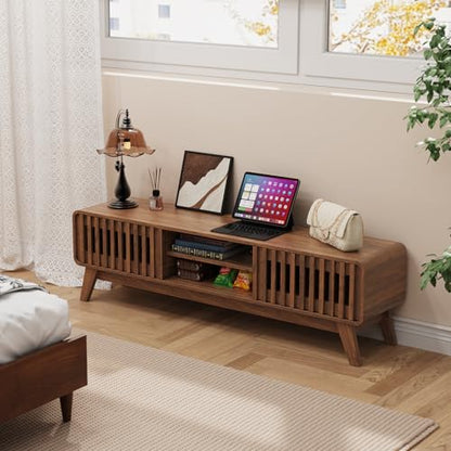 59 Inch Mid Century Modern TV Stand for 65 Inch TV (Walnut), view 7