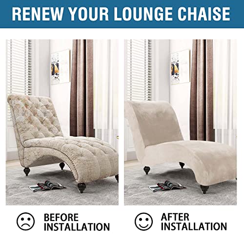 Chaise Lounge Cover Indoor Velvet Chaise Slipcover High Stretch Lounge Chair, view 7