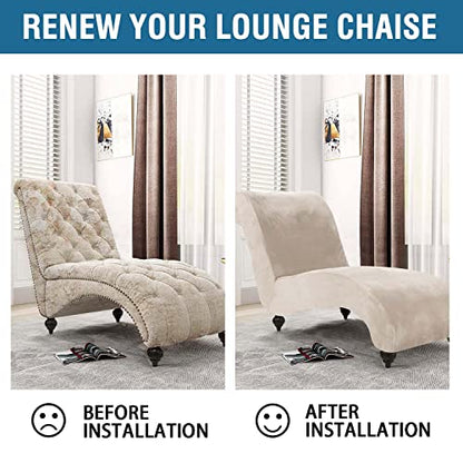 Chaise Lounge Cover Indoor Velvet Chaise Slipcover High Stretch Lounge Chair, view 7