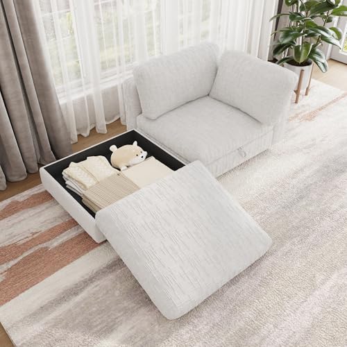 Comfy Chenille Upholstered Reversible Storage Chaise Lounge Indoor for Living, view 4