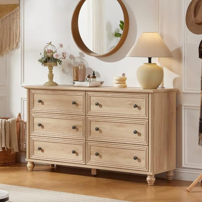 54" Dresser for Bedroom, Farmhouse 6 Drawers Dressers with Gourd Legs, view 8