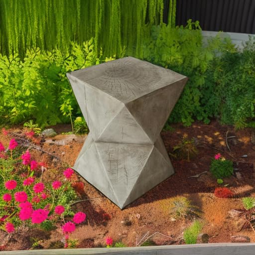 Lux Outdoor Weight Concrete Side Table, Light Gray
