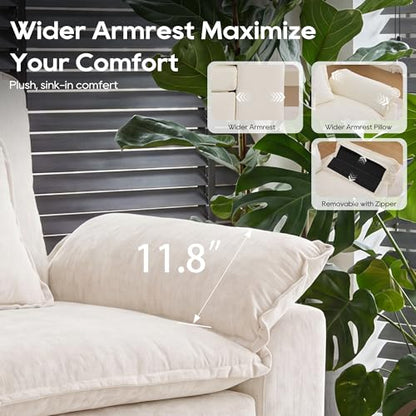 Oversized Modular Sectional Sofa，White：122" U Shaped | Modern Comfy Cloud Couch with Movable Ottoman and Pillow, Deep Seat Couches for Living Room, Bedroom or Apartment