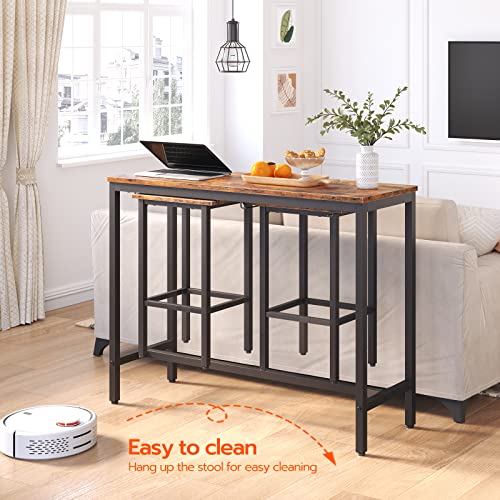 Bar Table Set, Pub Tables Bar Height with Stools Set of 2, Bar Chairs Under Counter Height Table for Small Spaces, Industrial Dining Table Sets for Kitchen, Living Room, Parties BF54BT01