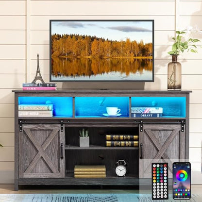 57In Wooden Farmhouse Entertainment Center for 60/65 inch TV, view 2