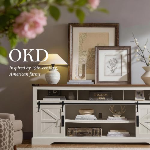 70" Farmhouse TV Stand for TVs up to 80", Antique White, view 4