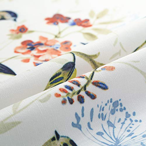 Bird Print Tier Curtains for Living Room, 30 x 36, 2 Panels, Blue