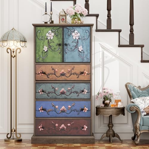 50" H Boho Dresser Vintage Dresser, 4 Drawer Dresser for Bedroom, view 6