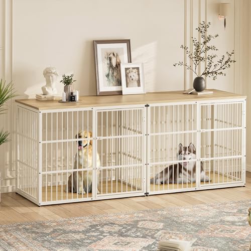 94.48'' Dog Crate Furniture Large Breed TV Stand, Natural Beech, view 2