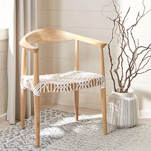 Wade Light Oak Armchair with Woven Leather Seat, Mid-Century Modern, view 3