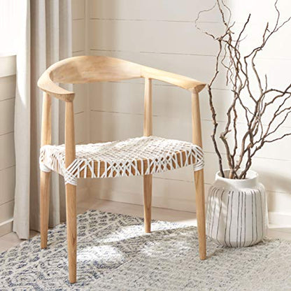 Wade Light Oak Armchair with Woven Leather Seat, Mid-Century Modern, view 3