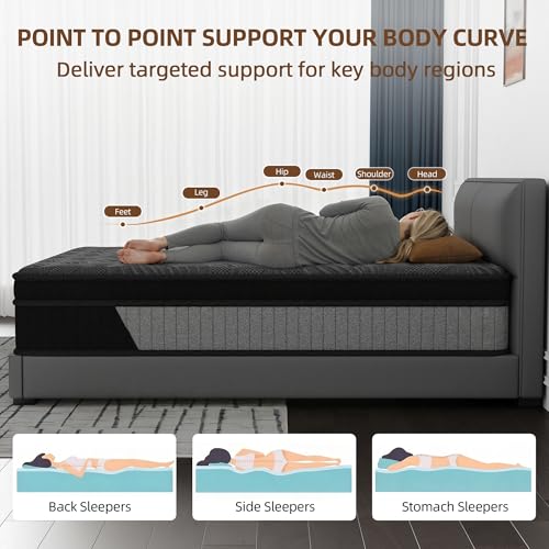 12 Inch Hybrid Mattress -Queen Memory Foam & Individual Pocket Springs, view 5