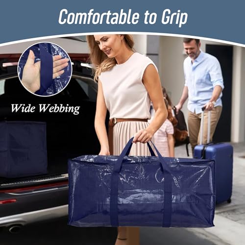 6 Pack Extra Heavy Duty Large Moving Bags with Strong Zipper, Dark Blue, view 7