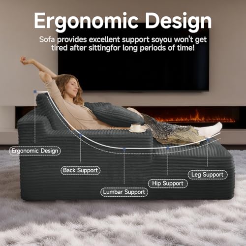 68" Oversized Boneless Chaise Lounge Chair, Cloud Reading Sofa, view 4