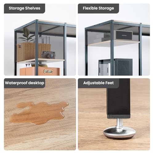 47-inch Computer Desk with Storage Shelf - Gray Ideal Gaming Desk for Bedrooms, Small Spaces, and Home Offices Modern Writing Desk for PCs.