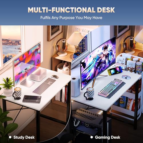 32 Inch Small Computer Desk, Home Office Desks for Bedroom, White, view 6