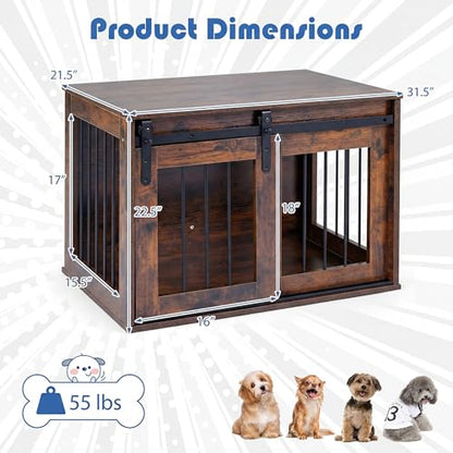 Farmhouse Wooden Dog Crate Furniture, view 4