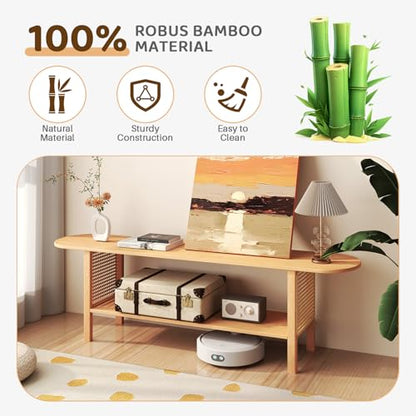 Bamboo TV Stand with Storage for TVs up to 65", view 6