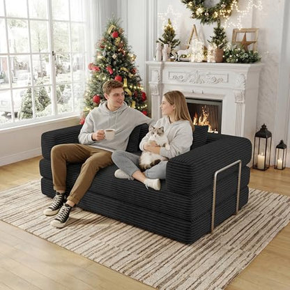 59 Inch Convertible Sofas Bed, 5-in-1 Futon Sofa Pull Out Sleeper Couch, view 5