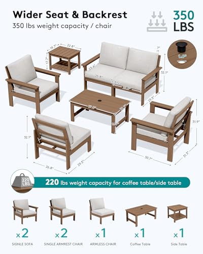 HDPE Outdoor Patio Furniture Set | with Coffee Table & Side Table