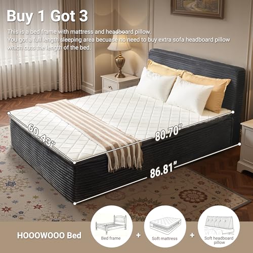 Boneless Bed Frame with Mattress Queen Size, view 5